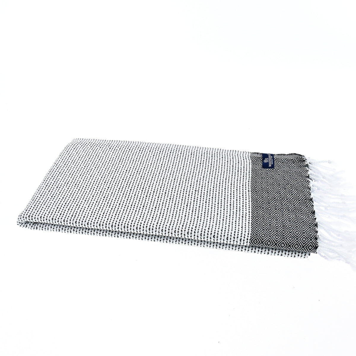 Turkish Towel, Beach Bath Towel, Moonessa Milan Series, Handwoven, Combed Natural Cotton, 410g, Black, horizontal