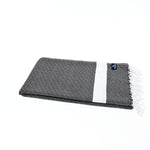 Turkish Towel, Beach Bath Towel, Moonessa Sydney Series, Handwoven, Combed Natural Cotton, 410g, Black, horizontal