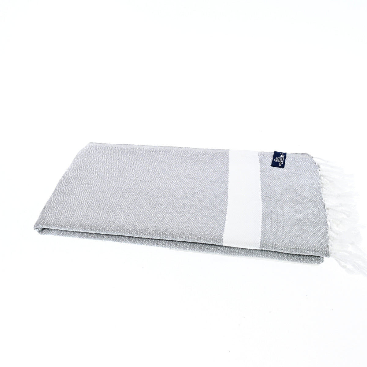 Turkish Towel, Beach Bath Towel, Moonessa Sydney Series, Handwoven, Combed Natural Cotton, 410g, Soft Grey, horizontal