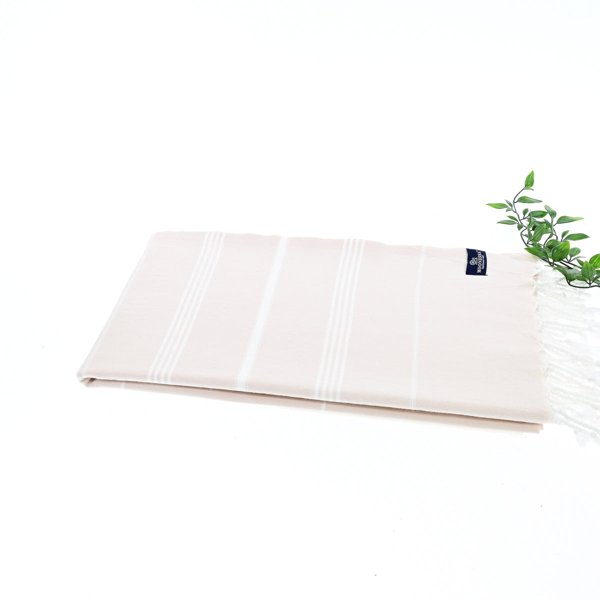 Turkish Towel, Beach Bath Towel, Moonessa Buldan Series, Handwoven, Combed Natural Cotton, 330g, Beige, horizontal