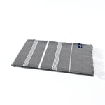 Turkish Towel, Beach Bath Towel, Moonessa Buldan Series, Handwoven, Combed Natural Cotton, 330g, Black, horizontal