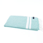 Turkish Towel, Beach Bath Towel, Moonessa Istanbul Series, Handwoven, Combed Natural Cotton, 490g, Mint-White, horizontal