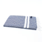 Turkish Towel, Beach Bath Towel, Moonessa Istanbul Series, Handwoven, Combed Natural Cotton, 490g, Navy-White, horizontal