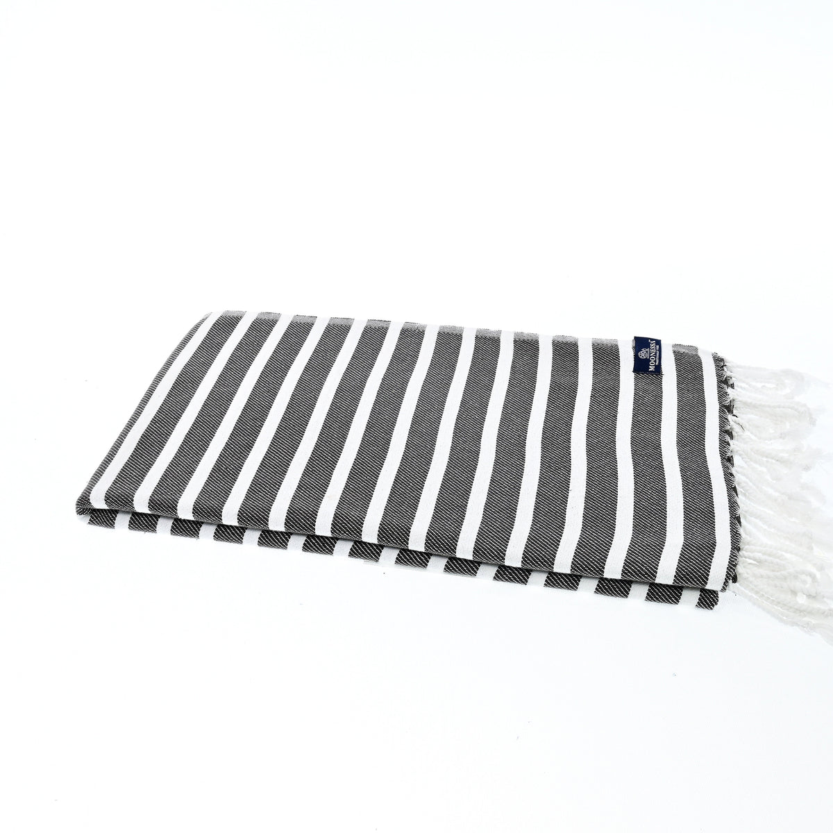 Turkish Towel, Beach Bath Towel, Moonessa Oxford Series, Handwoven, Combed Natural Cotton, 410g, Black-White, horizontal