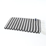 Turkish Towel, Beach Bath Towel, Moonessa Oxford Series, Handwoven, Combed Natural Cotton, 410g, Black-White, horizontal