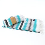 Turkish Towel, Beach Bath Towel, Moonessa Mexican Series, Handwoven, Combed Natural Cotton, 350g, Dark Turquoise, roll & horizontal