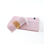 Turkish Towel, Beach Bath Towel, Moonessa Berlin Series, Handwoven, Combed Natural Cotton, 400g, Candy Pink, roll & horizontal 2