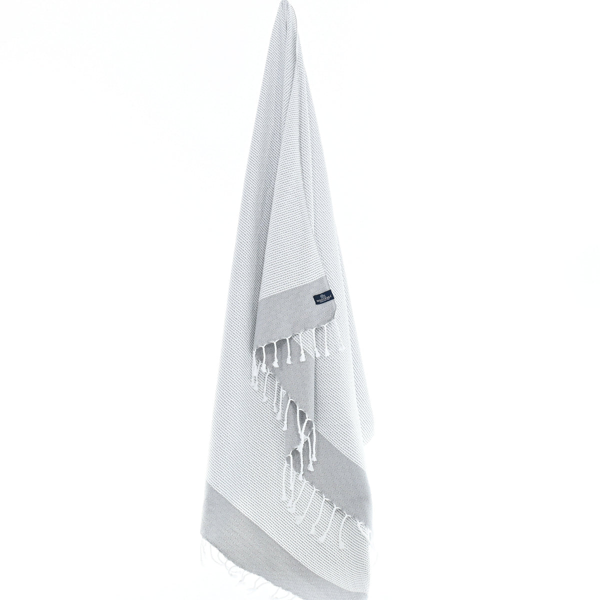 Turkish Towel, Beach Bath Towel, Moonessa Milan Series, Handwoven, Combed Natural Cotton, 410g, Grey, hanging