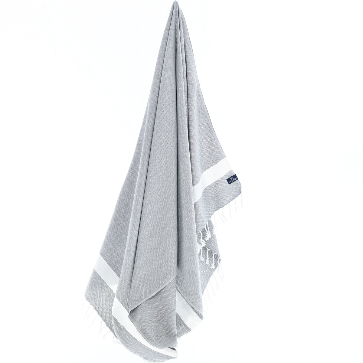 Turkish Towel, Beach Bath Towel, Moonessa Sydney Series, Handwoven, Combed Natural Cotton, 410g, Soft Grey, hanging
