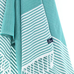 Turkish Towel, Beach Bath Towel, Moonessa Perth Series, Handwoven, Combed Natural Cotton, 400g, Teal, hanging close-up