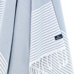 Turkish Towel, Beach Bath Towel, Moonessa Perth Series, Handwoven, Combed Natural Cotton, 400g, Grey, hanging close-up