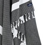 Turkish Towel, Beach Bath Towel, Moonessa Sydney Series, Handwoven, Combed Natural Cotton, 410g, Black, hanging close-up