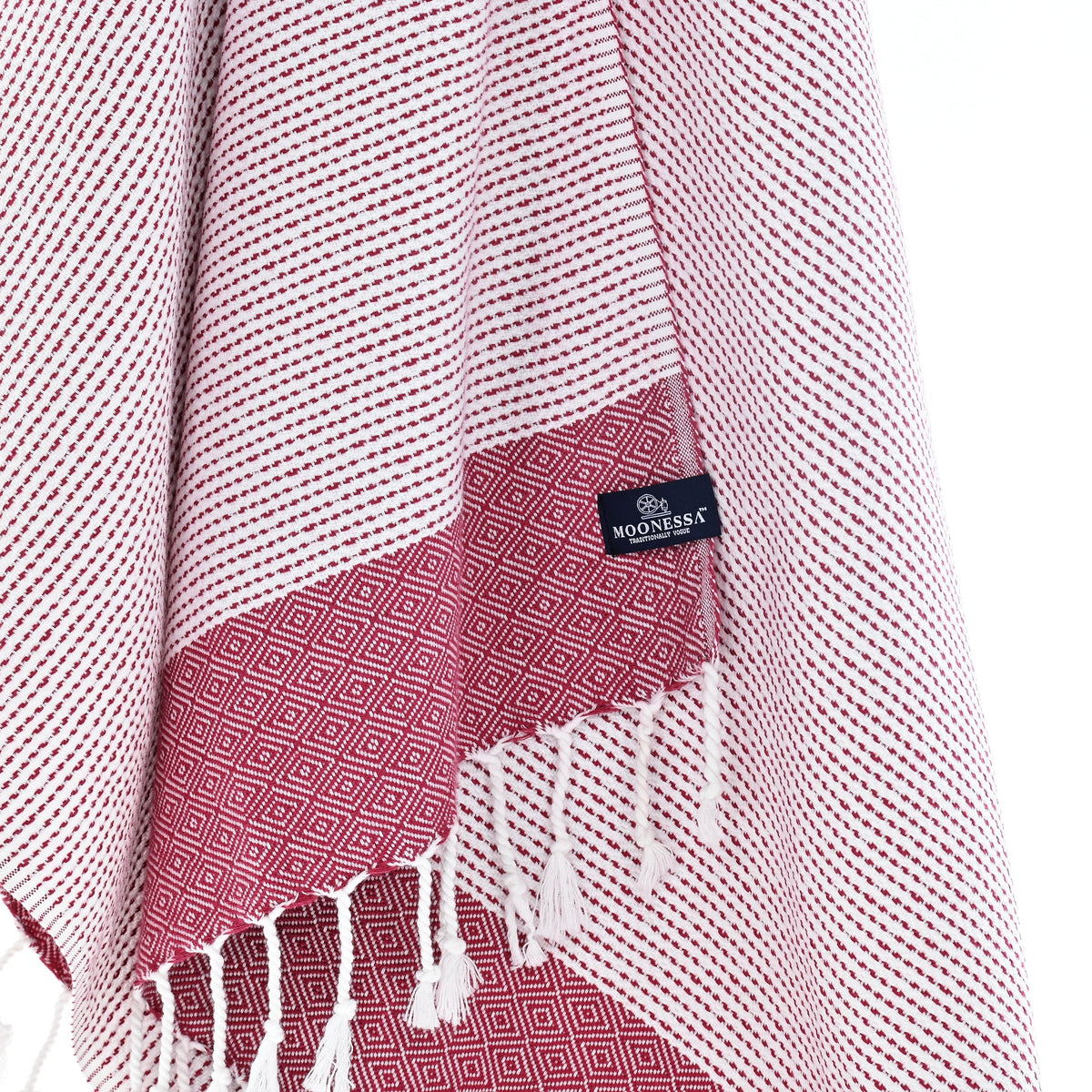 Turkish Towel, Beach Bath Towel, Moonessa Milan Series, Handwoven, Combed Natural Cotton, 410g, Velvet, hanging close-up