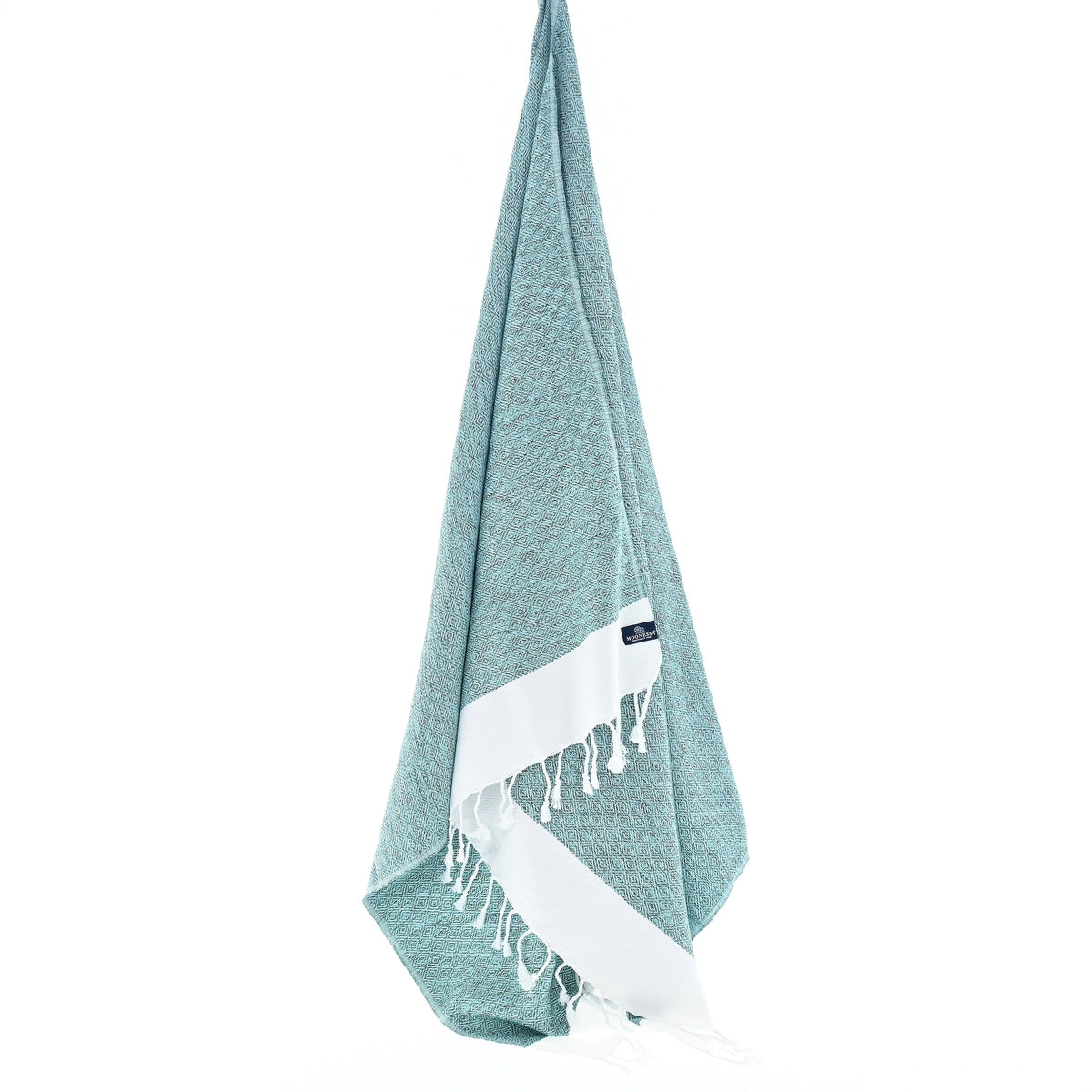 Turkish Towel, Beach Bath Towel, Moonessa Madrid Series, Handwoven, Combed Natural Cotton, 420g, Mint, hanging