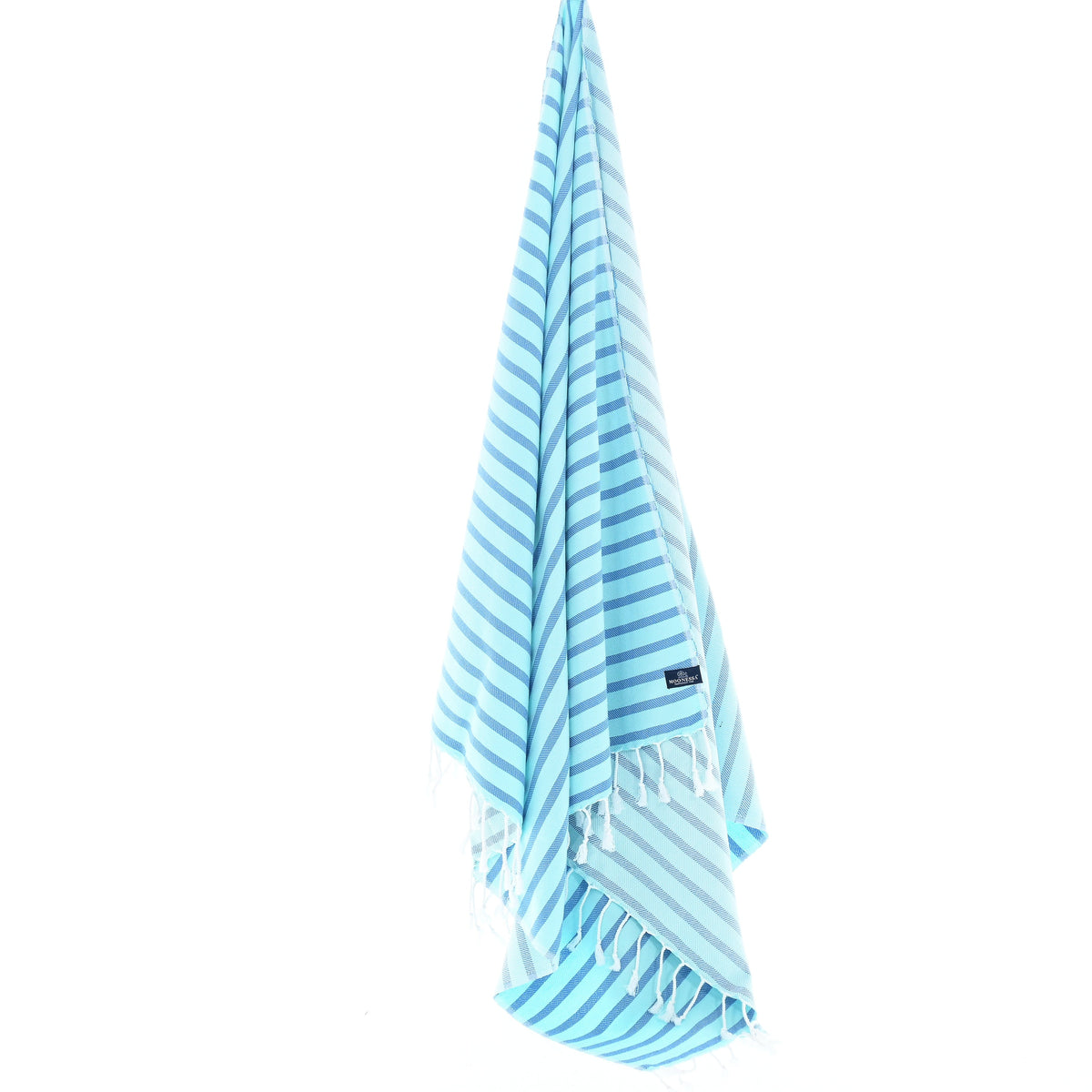 Turkish Towel, Beach Bath Towel, Moonessa Oxford Series, Handwoven, Combed Natural Cotton, 410g, Navy-Mint, hanging