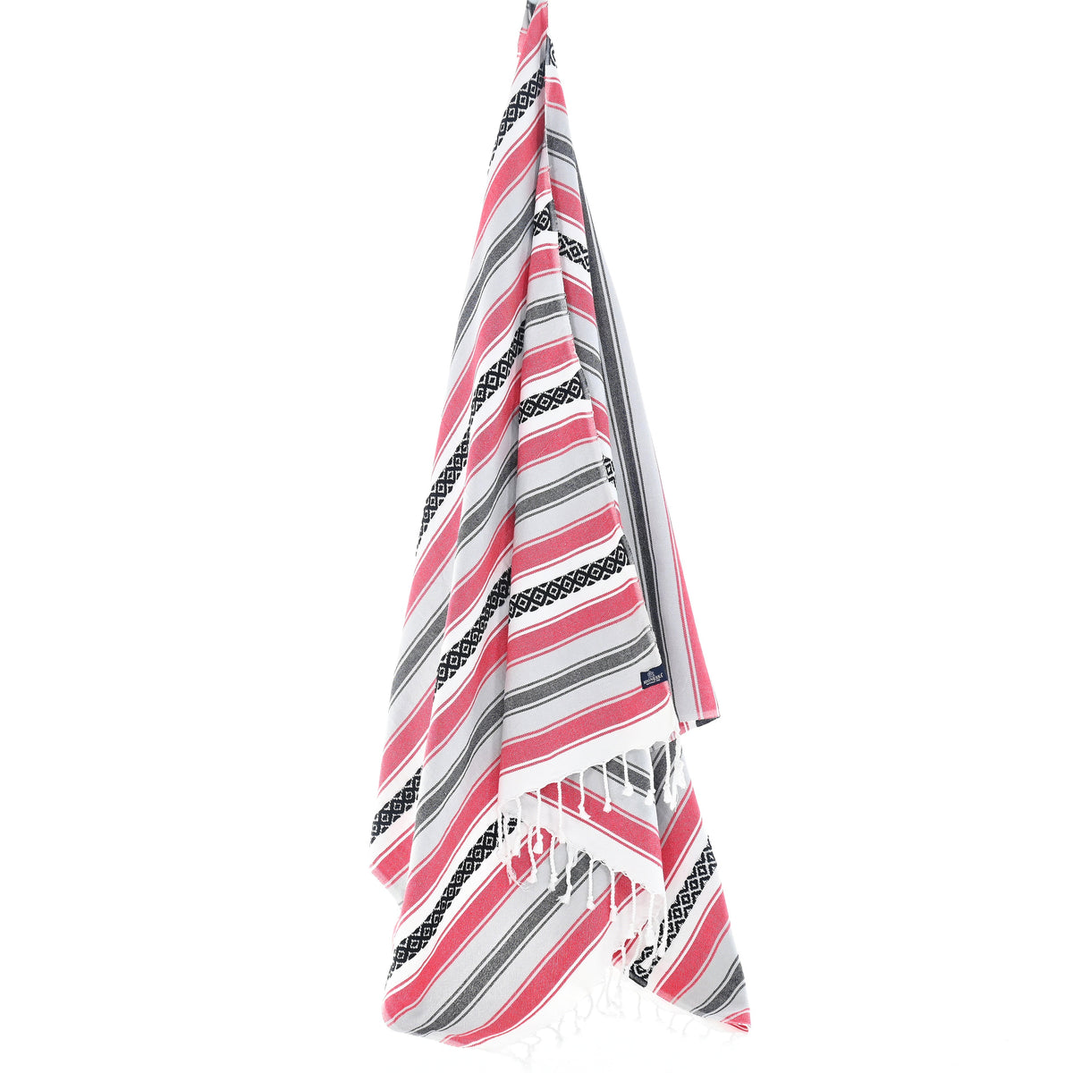 Turkish Towel, Beach Bath Towel, Moonessa Mexican Series, Handwoven, Combed Natural Cotton, 350g, Vermilon, hanging
