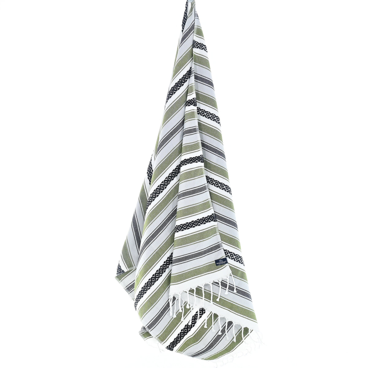 Turkish Towel, Beach Bath Towel, Moonessa Mexican Series, Handwoven, Combed Natural Cotton, 350g, Khaki, hanging