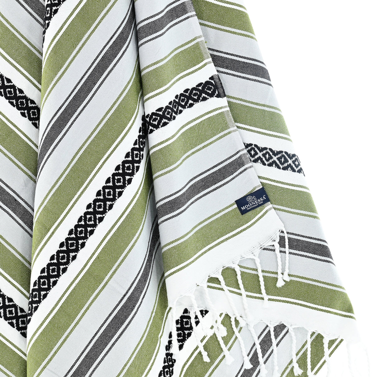 Turkish Towel, Beach Bath Towel, Moonessa Mexican Series, Handwoven, Combed Natural Cotton, 350g, Khaki, hanging close-up