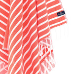 Turkish Towel, Beach Bath Towel, Moonessa Oxford Series, Handwoven, Combed Natural Cotton, 410g, Vermilon-White, hanging close-up