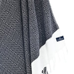 Turkish Towel, Beach Bath Towel, Moonessa Helsinki Series, Handwoven, Combed Natural Cotton, 350g, Black, hanging close-up