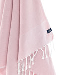 Turkish Towel, Beach Bath Towel, Moonessa Berlin Series, Handwoven, Combed Natural Cotton, 400g, Candy Pink, hanging close-up