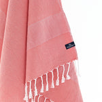 Turkish Towel, Beach Bath Towel, Moonessa Berlin Series, Handwoven, Combed Natural Cotton, 400g, Dark Orange, hanging close-up