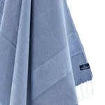 Turkish Towel, Beach Bath Towel, Moonessa Berlin Series, Handwoven, Combed Natural Cotton, 400g, Royal Blue, hanging close-up