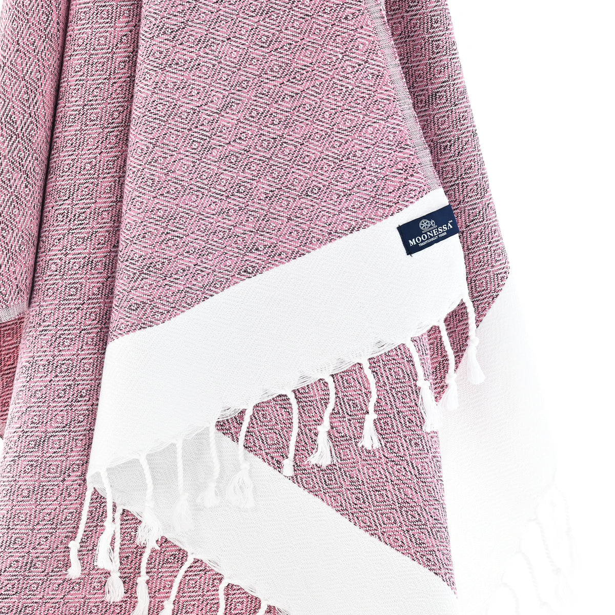 Turkish Towel, Beach Bath Towel, Moonessa Madrid Series, Handwoven, Combed Natural Cotton, 420g, Mauve, hanging close-up