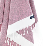 Turkish Towel, Beach Bath Towel, Moonessa Madrid Series, Handwoven, Combed Natural Cotton, 420g, Mauve, hanging close-up