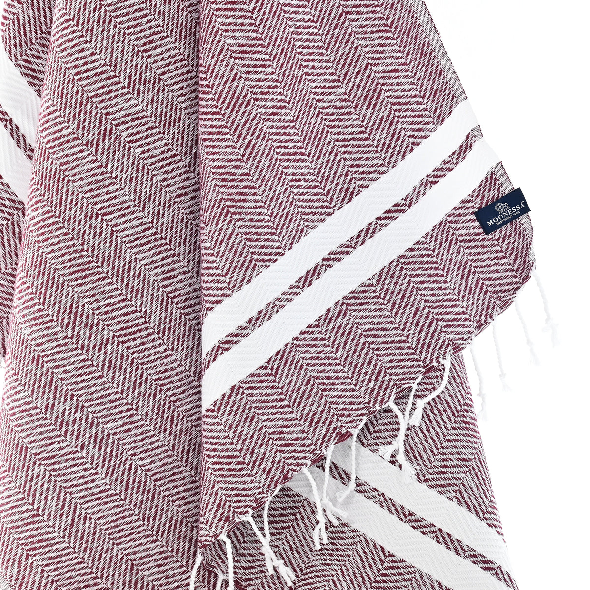 Turkish Towel, Beach Bath Towel, Moonessa Istanbul Series, Handwoven, Combed Natural Cotton, 490g,Mauve, hanging close-up