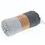 Turkish Towel, Beach Bath Towel, Moonessa Milan Series, Handwoven, Combed Natural Cotton, 410g, Black, roll