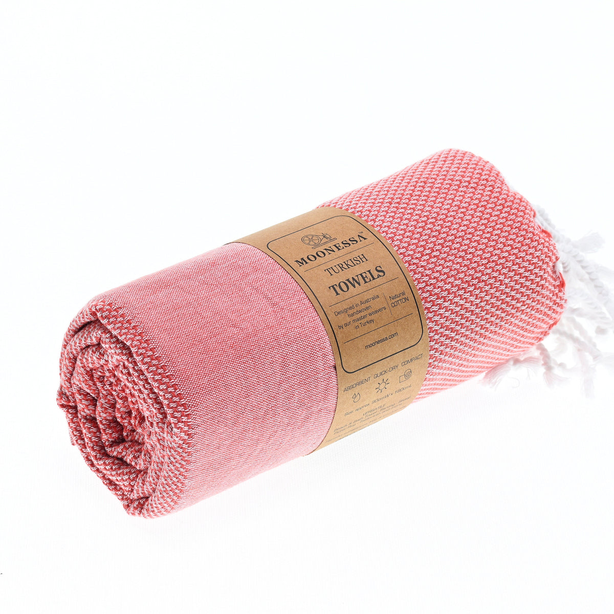 Turkish Towel, Beach Bath Towel, Moonessa Berlin Series, Handwoven, Combed Natural Cotton, 400g, Dark Orange, roll