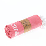 Turkish Towel, Beach Bath Towel, Moonessa Buldan Series, Handwoven, Combed Natural Cotton, 330g, CoralRed, roll