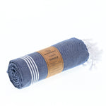 Turkish Towel, Beach Bath Towel, Moonessa Buldan Series, Handwoven, Combed Natural Cotton, 330g, Navy, roll