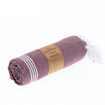 Turkish Towel, Beach Bath Towel, Moonessa Buldan Series, Handwoven, Combed Natural Cotton, 330g, Damson, roll