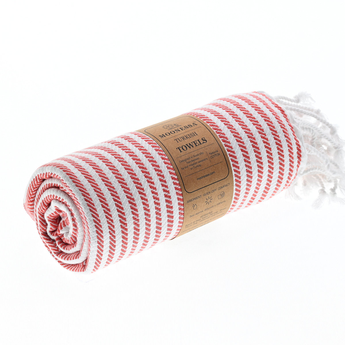Turkish Towel, Beach Bath Towel, Moonessa Perth Series, Handwoven, Combed Natural Cotton, 400g, Dark Orange, roll