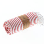 Turkish Towel, Beach Bath Towel, Moonessa Perth Series, Handwoven, Combed Natural Cotton, 400g, Dark Orange, roll