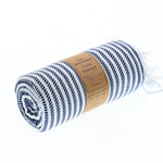 Turkish Towel, Beach Bath Towel, Moonessa Perth Series, Handwoven, Combed Natural Cotton, 400g, Navy, roll