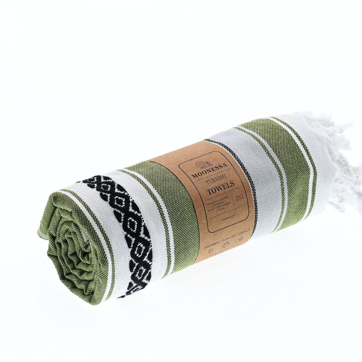 Turkish Towel, Beach Bath Towel, Moonessa Mexican Series, Handwoven, Combed Natural Cotton, 350g, Khaki, roll