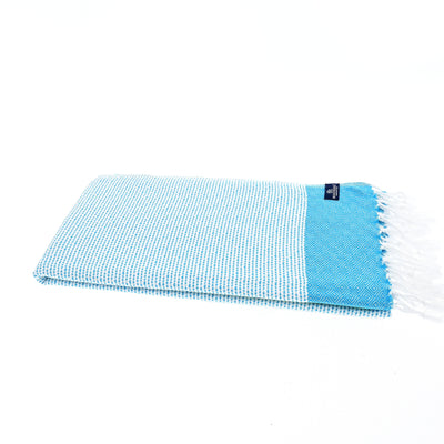 Turkish Towel, Beach Bath Towel, Moonessa Milan Series, Handwoven, Combed Natural Cotton, 410g, Turquoise, horizontal