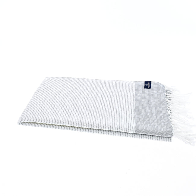 Turkish Towel, Beach Bath Towel, Moonessa Milan Series, Handwoven, Combed Natural Cotton, 410g, Grey, horizontal
