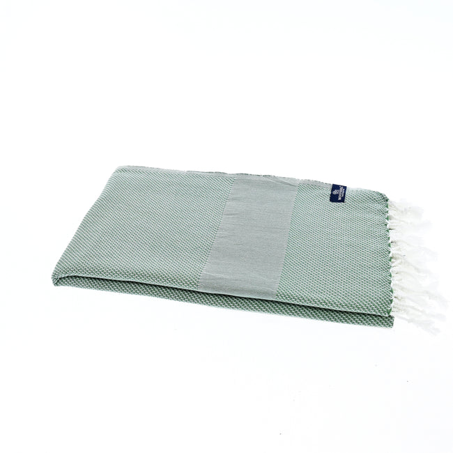 Turkish Towel, Beach Bath Towel, Moonessa Berlin Series, Handwoven, Combed Natural Cotton, 400g, Khaki Green, horizontal