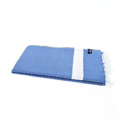 Turkish Towel, Beach Bath Towel, Moonessa Sydney Series, Handwoven, Combed Natural Cotton, 410g, RoyalBlue, horizontal