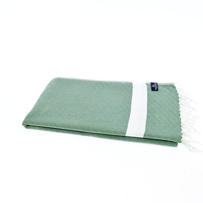 Turkish Towel, Beach Bath Towel, Moonessa Sydney Series, Handwoven, Combed Natural Cotton, 410g, Khaki Green, horizontal