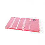 Turkish Towel, Beach Bath Towel, Moonessa Buldan Series, Handwoven, Combed Natural Cotton, 330g, CoralRed, horizontal