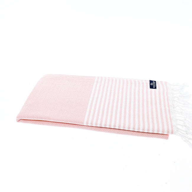 Turkish Towel, Beach Bath Towel, Moonessa Perth Series, Handwoven, Combed Natural Cotton, 400g, Candy Pink, horizontal