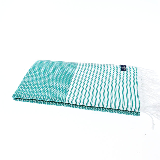 Turkish Towel, Beach Bath Towel, Moonessa Perth Series, Handwoven, Combed Natural Cotton, 400g, Teal, horizontal