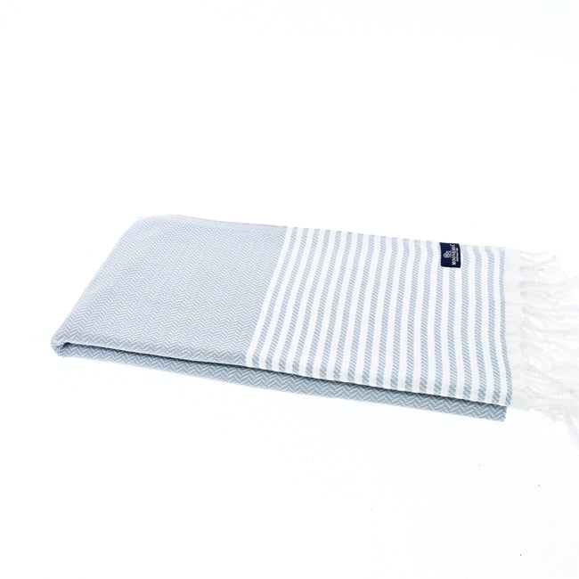 Turkish Towel, Beach Bath Towel, Moonessa Perth Series, Handwoven, Combed Natural Cotton, 400g, Grey, horizontal