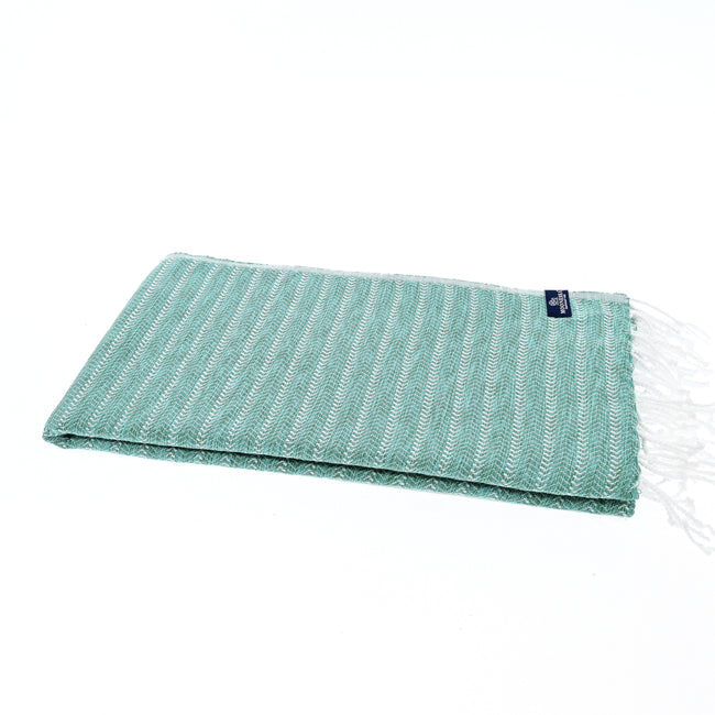 Turkish Towel, Beach Bath Towel, Moonessa Nairobi Series, Handwoven, Combed Natural Cotton, 470g, Teal-Mint, horizontal