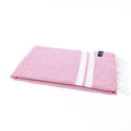 Turkish Towel, Beach Bath Towel, Moonessa Istanbul Series, Handwoven, Combed Natural Cotton, 490g, Rose Pink-White, horizontal